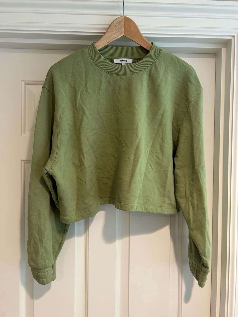 Apparis Green Organic Cotton Cropped Crewneck Sweatshirt XL